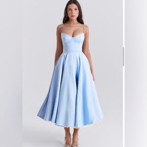 House Of CB mademoiselle bustier blue tulle midi dress
